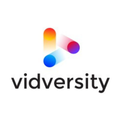 EduGrowth Victorian Global EdTech and Innovation Expo - Vidversity logo in black with rainbow triangular detail